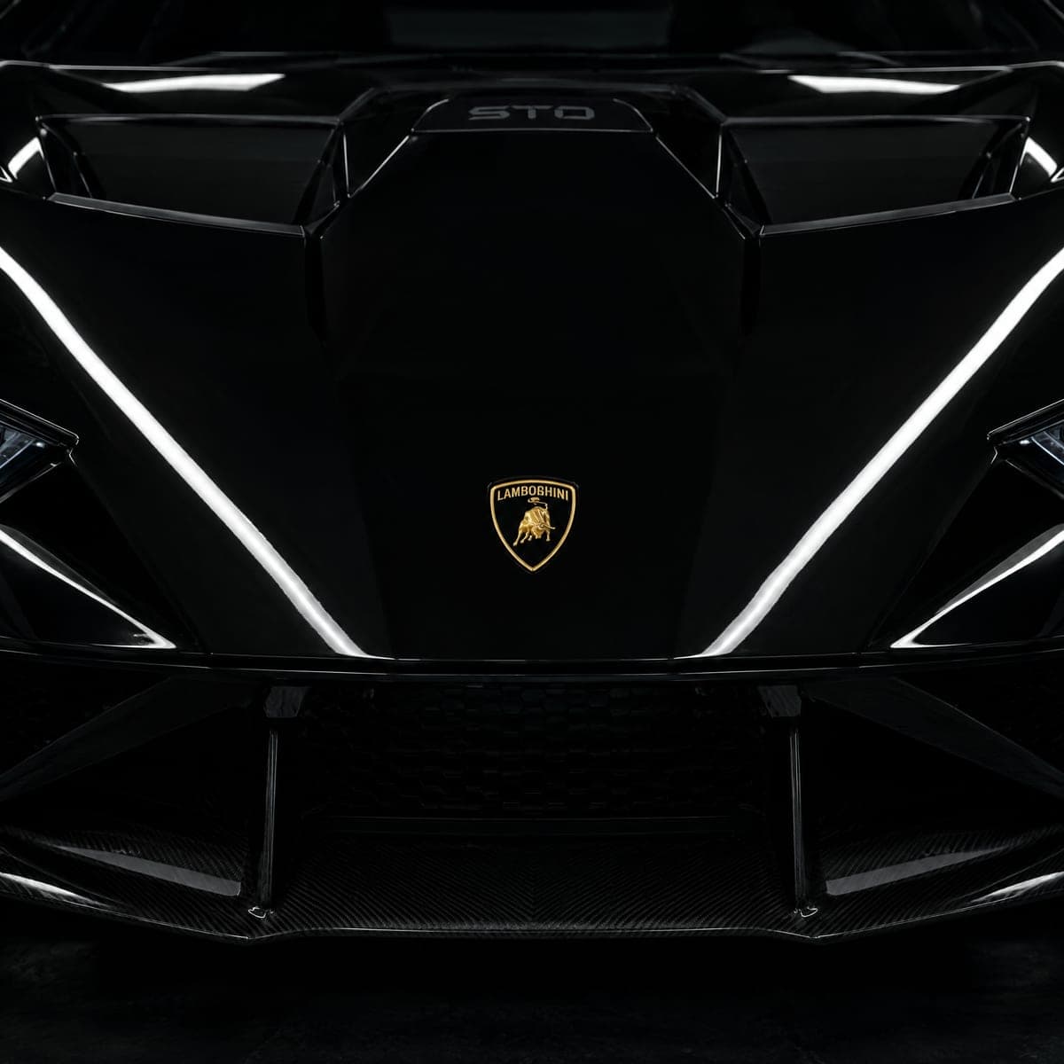 Close-up of black Lamborghini paint