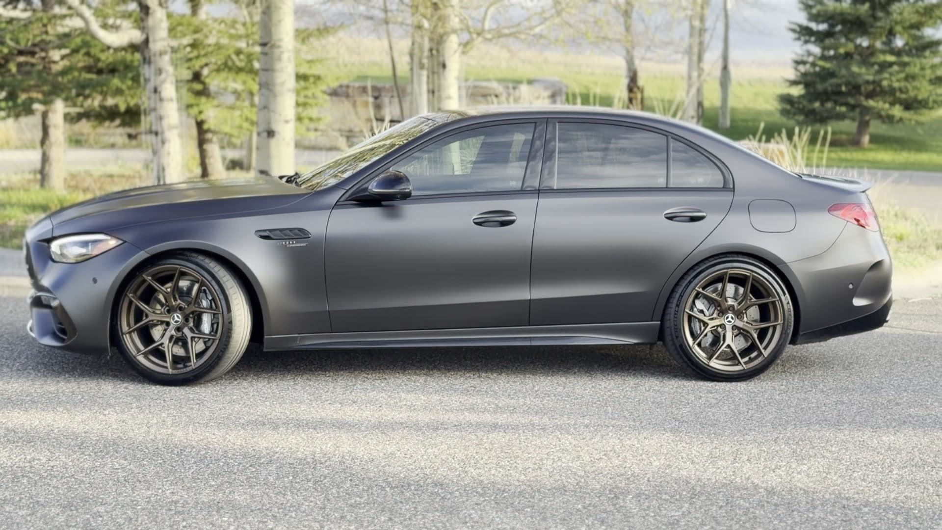 A matte grey Mercedes-AMG C63 detailed by Clean Slate